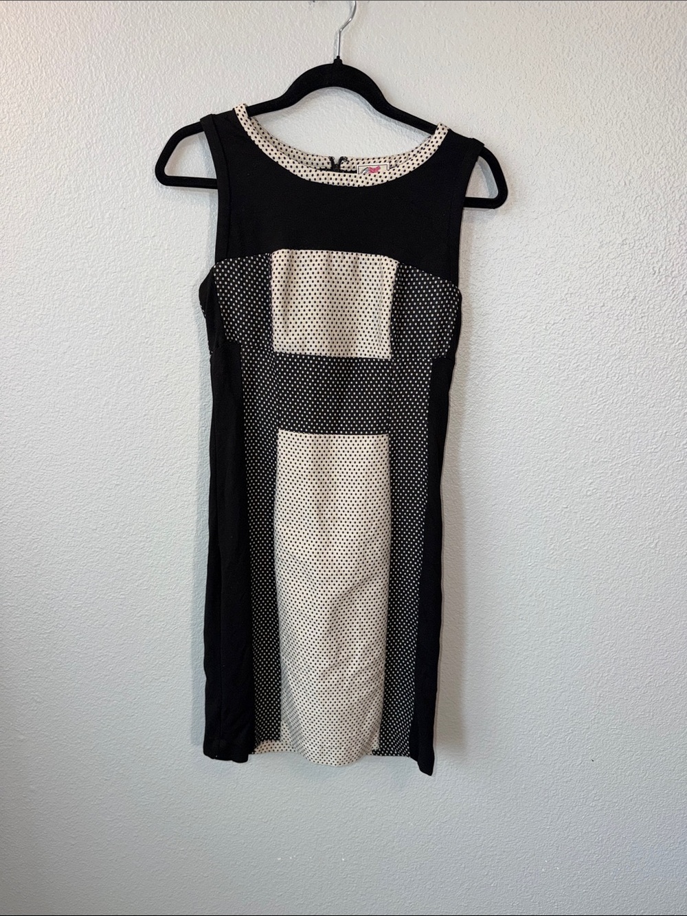 Black and Cream Polka Dot Sheath Dress